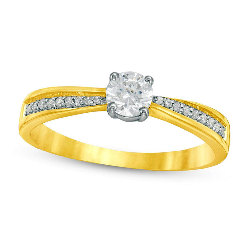 Image of ID 1 033 CT TW Natural Diamond Engagement Ring in Solid 10K Yellow Gold
