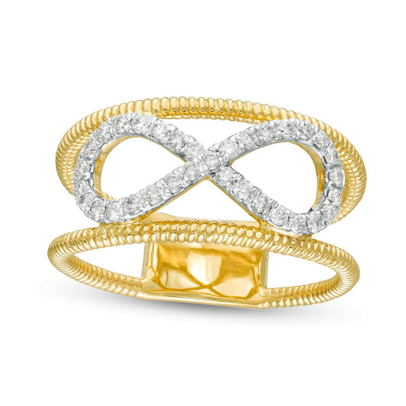 Image of ID 1 033 CT TW Natural Diamond Infinity Open Shank Ring in Solid 10K Yellow Gold