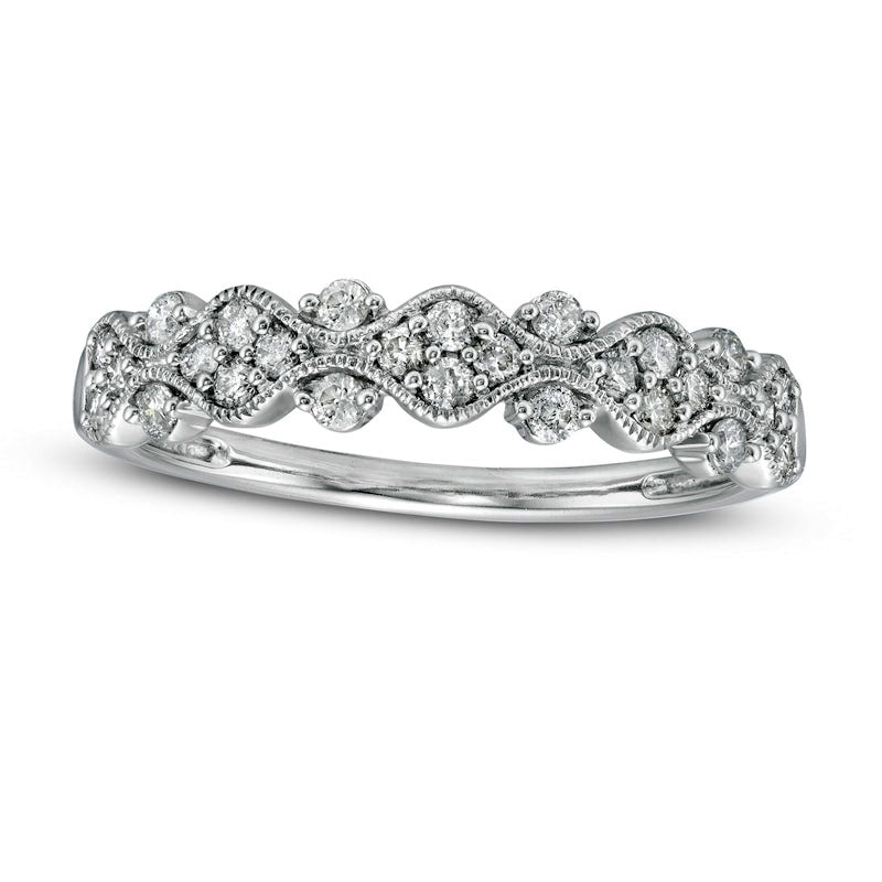 Image of ID 1 033 CT TW Natural Diamond Milgrain Stackable Band in Solid 10K White Gold
