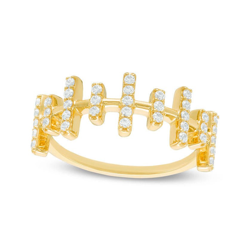 Image of ID 1 033 CT TW Natural Diamond Multi-Row Bar Ring in Solid 10K Yellow Gold
