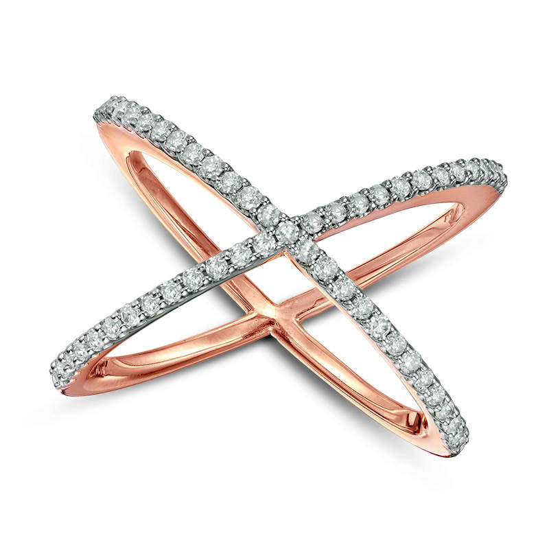 Image of ID 1 033 CT TW Natural Diamond Orbit Ring in Solid 10K Rose Gold