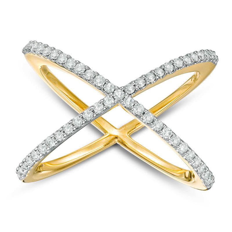 Image of ID 1 033 CT TW Natural Diamond Orbit Ring in Solid 10K Yellow Gold