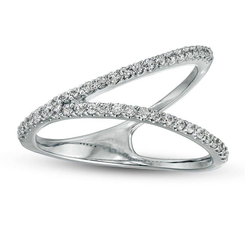 Image of ID 1 033 CT TW Natural Diamond Orbit Ring in Sterling Silver