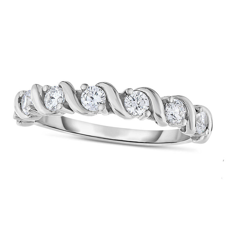 Image of ID 1 033 CT TW Natural Diamond Seven Stone S Anniversary Band in Solid 14K White Gold