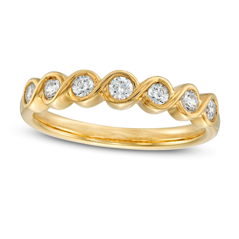 Image of ID 1 033 CT TW Natural Diamond Twist Stackable Band in Solid 10K Yellow Gold
