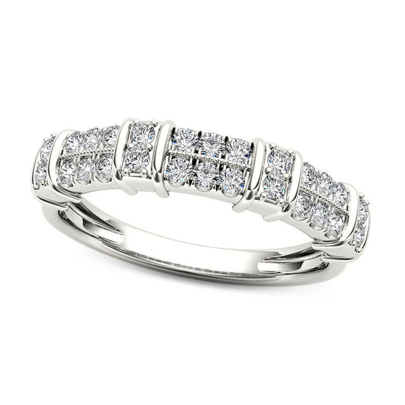 Image of ID 1 033 CT TW Natural Diamond Two Row Wedding Band in Solid 10K White Gold