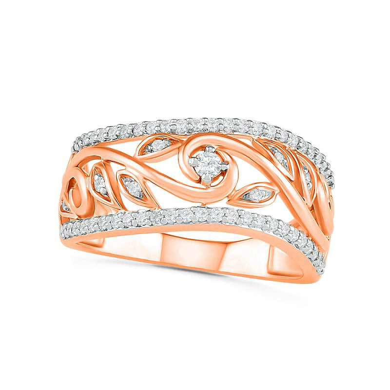 Image of ID 1 033 CT TW Natural Diamond Vine Ring in Solid 10K Rose Gold