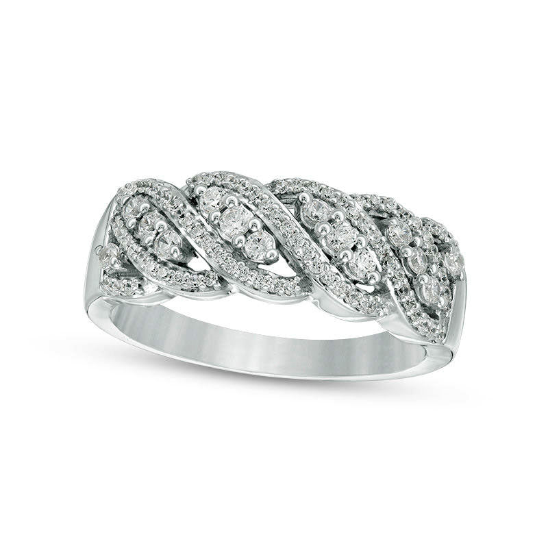 Image of ID 1 033 CT TW Natural Diamond Wave Band in Solid 10K White Gold