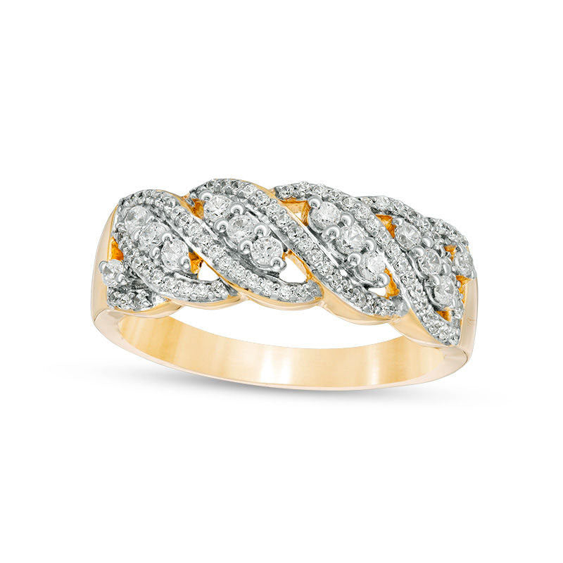 Image of ID 1 033 CT TW Natural Diamond Wave Band in Solid 10K Yellow Gold