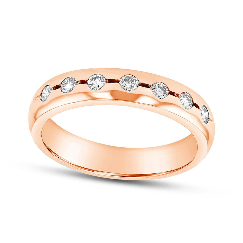 Image of ID 1 033 CT TW Natural Diamond Wedding Band in Solid 14K Rose Gold (H/SI2)