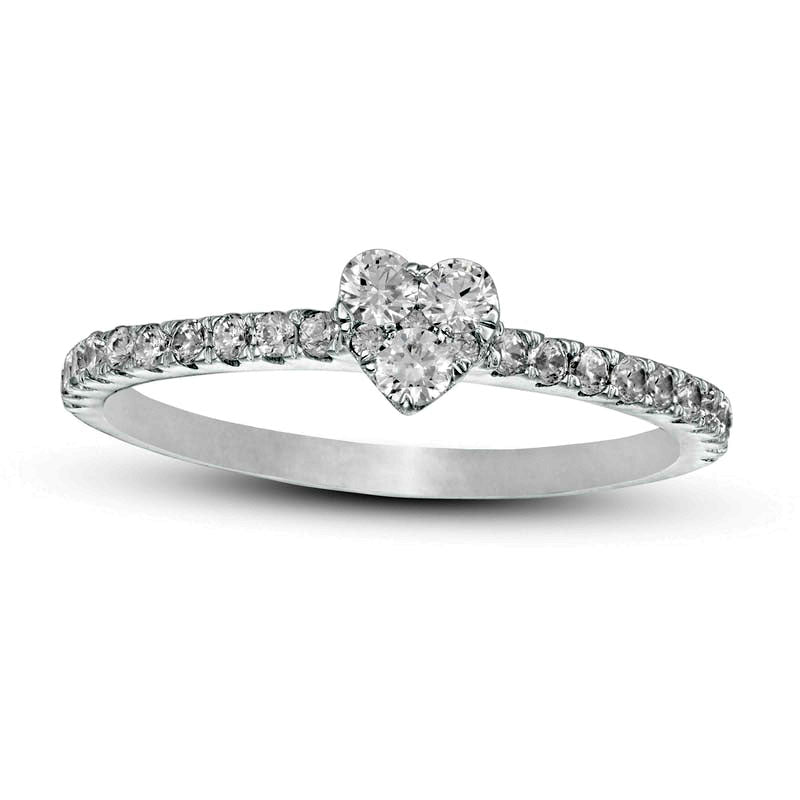 Image of ID 1 038 CT TW Composite Heart Natural Diamond Engagement Ring in Solid 10K White Gold