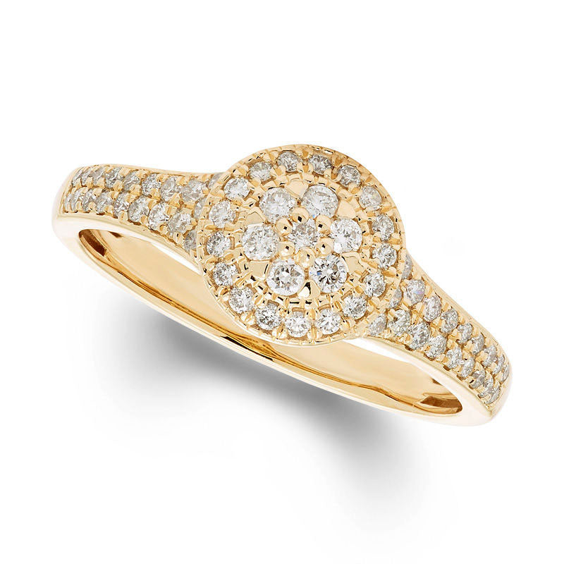 Image of ID 1 038 CT TW Composite Natural Diamond Frame Antique Vintage-Style Engagement Ring in Solid 10K Yellow Gold