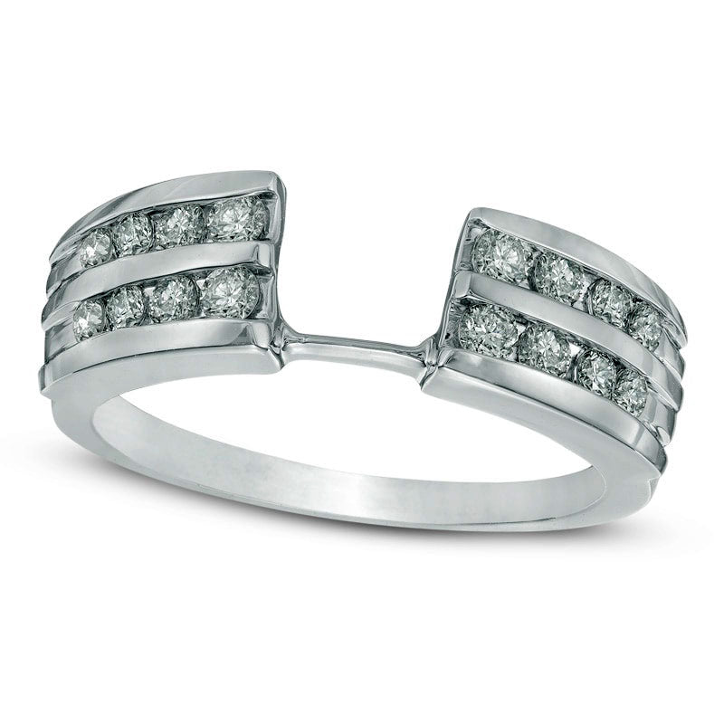 Image of ID 1 038 CT TW Natural Clarity Enhanced Diamond Double Row Solitaire Enhancer in Solid 14K White Gold