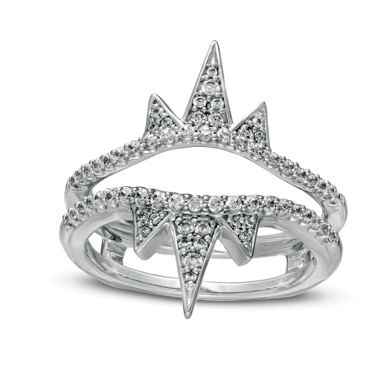 Image of ID 1 038 CT TW Natural Clarity Enhanced Diamond Spike Solitaire Enhancer in Solid 14K White Gold