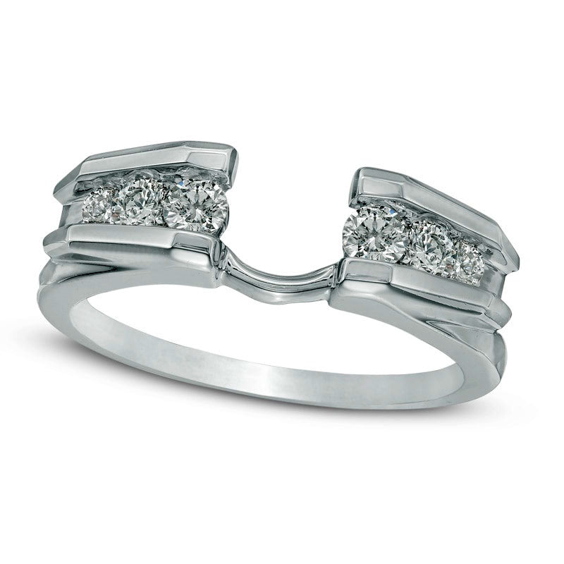 Image of ID 1 038 CT TW Natural Clarity Enhanced Diamond Tension-Style Solitaire Enhancer in Solid 14K White Gold