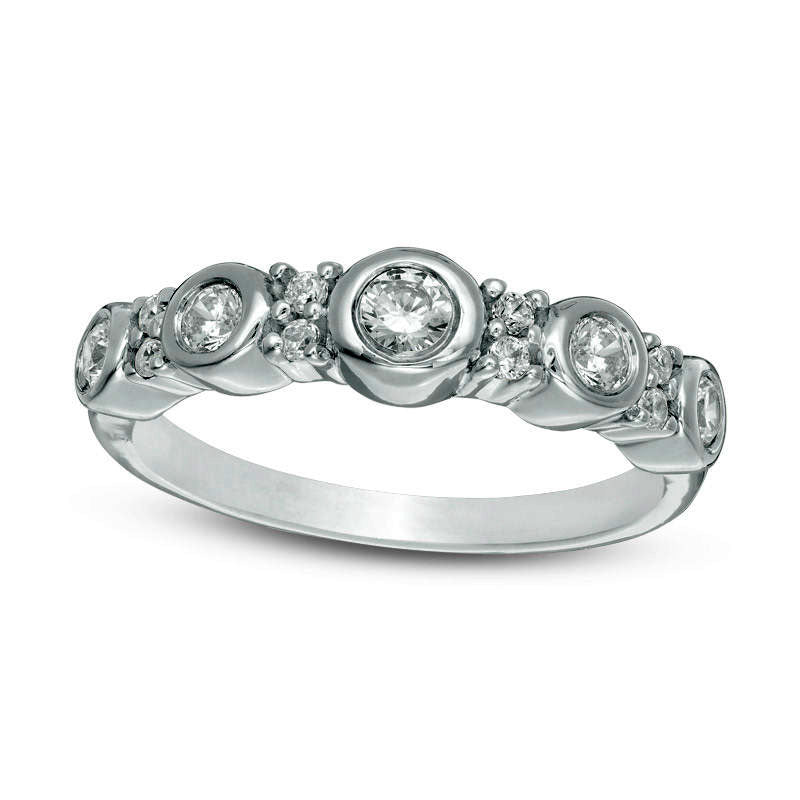 Image of ID 1 038 CT TW Natural Diamond Alternating Anniversary Band in Solid 10K White Gold