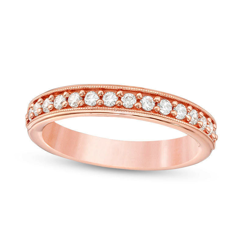 Image of ID 1 038 CT TW Natural Diamond Antique Vintage-Style Wedding Band in Solid 10K Rose Gold