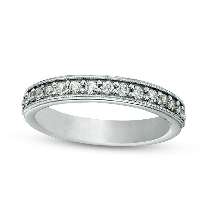 Image of ID 1 038 CT TW Natural Diamond Antique Vintage-Style Wedding Band in Solid 10K White Gold