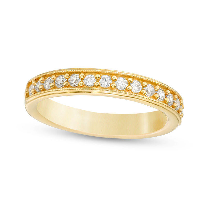 Image of ID 1 038 CT TW Natural Diamond Antique Vintage-Style Wedding Band in Solid 10K Yellow Gold