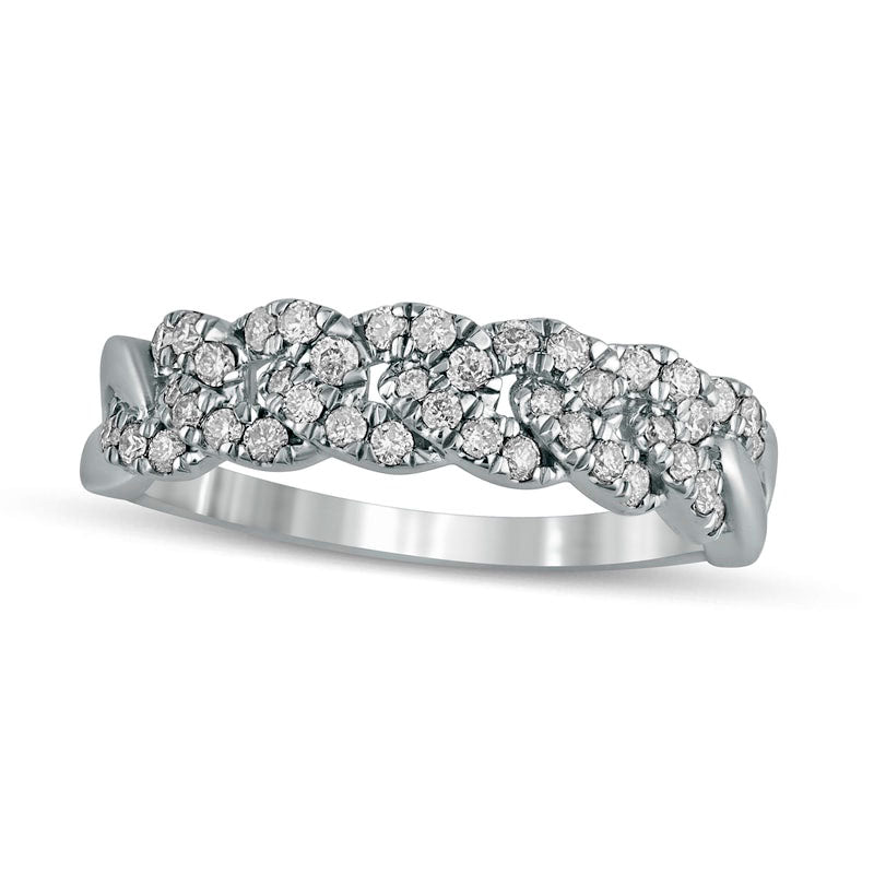 Image of ID 1 038 CT TW Natural Diamond Cuban Curb Chain Link Stackable Anniversary Band in Solid 10K White Gold