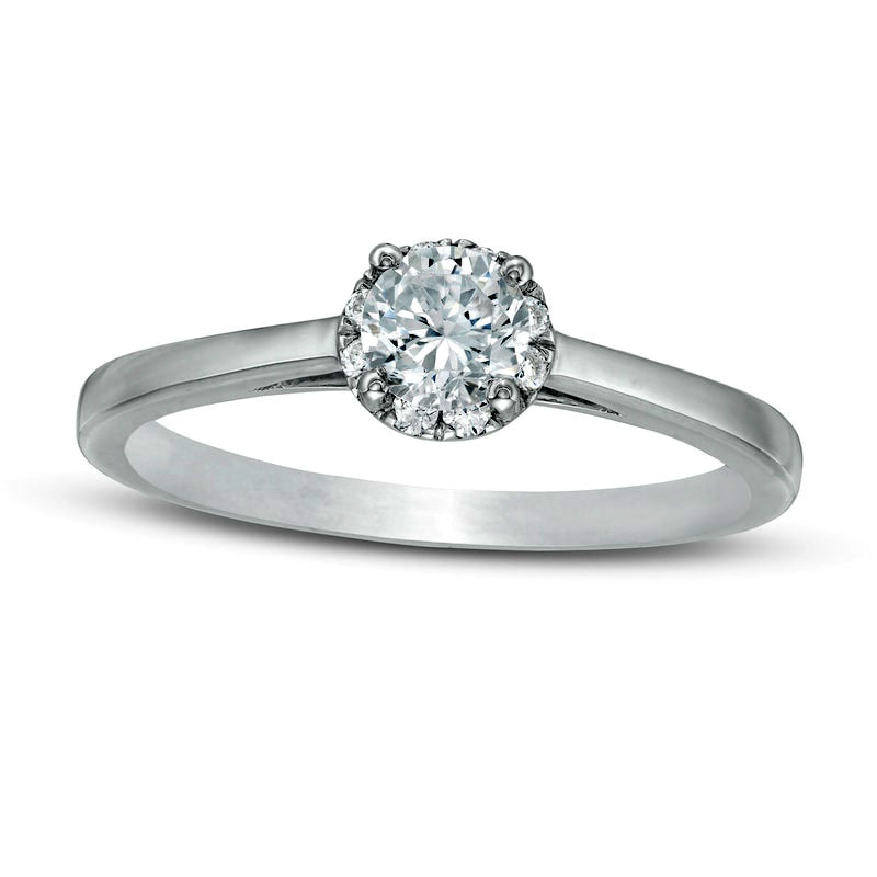 Image of ID 1 038 CT TW Natural Diamond Frame Engagement Ring in Solid 10K White Gold