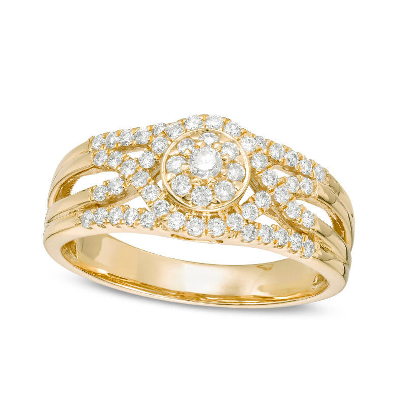 Image of ID 1 038 CT TW Natural Diamond Frame Twist Ring in Solid 10K Yellow Gold