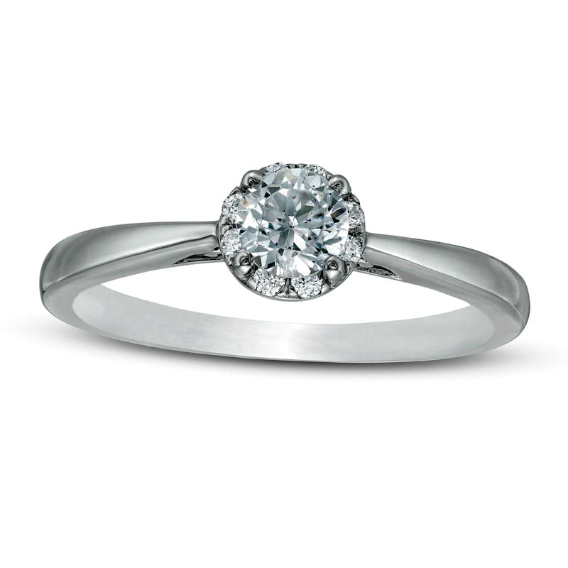 Image of ID 1 038 CT TW Natural Diamond Frame with Tapered Shank Engagement Ring in Solid 10K White Gold