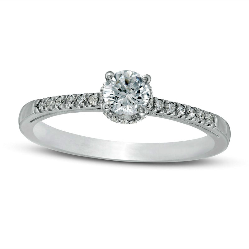Image of ID 1 038 CT TW Natural Diamond Framed Setting Engagement Ring in Solid 10K White Gold
