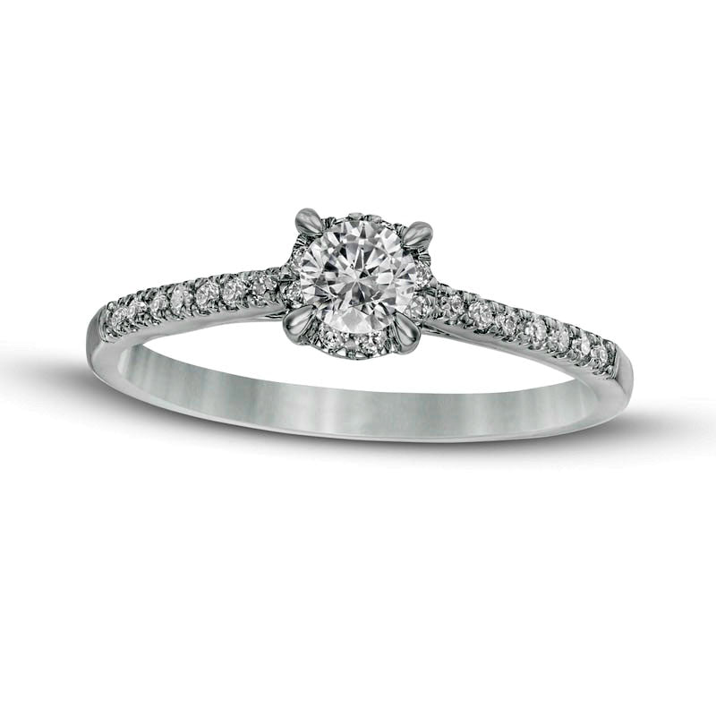 Image of ID 1 038 CT TW Natural Diamond Hidden Frame Engagement Ring in Solid 10K White Gold