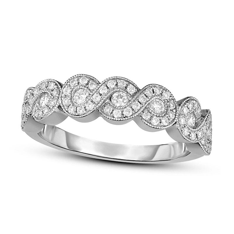 Image of ID 1 038 CT TW Natural Diamond Infinity Antique Vintage-Style Band in Solid 10K White Gold