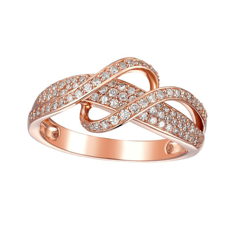 Image of ID 1 038 CT TW Natural Diamond Ribbon Overlay Ring in Solid 10K Rose Gold