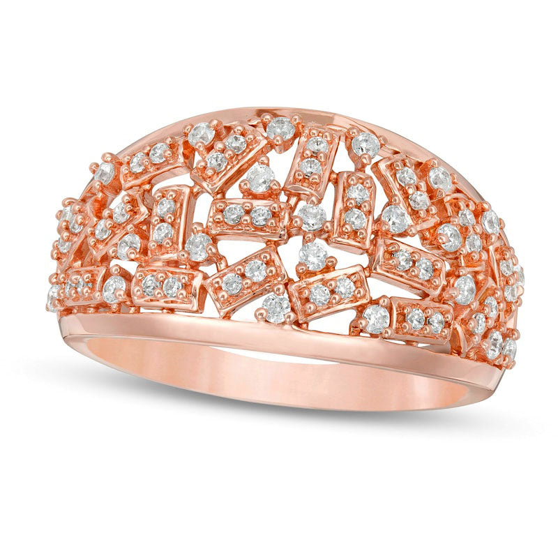 Image of ID 1 038 CT TW Natural Diamond Scatter Ring in Solid 10K Rose Gold