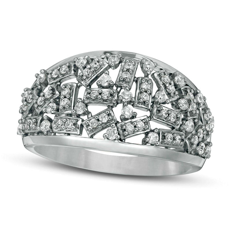 Image of ID 1 038 CT TW Natural Diamond Scatter Ring in Solid 10K White Gold