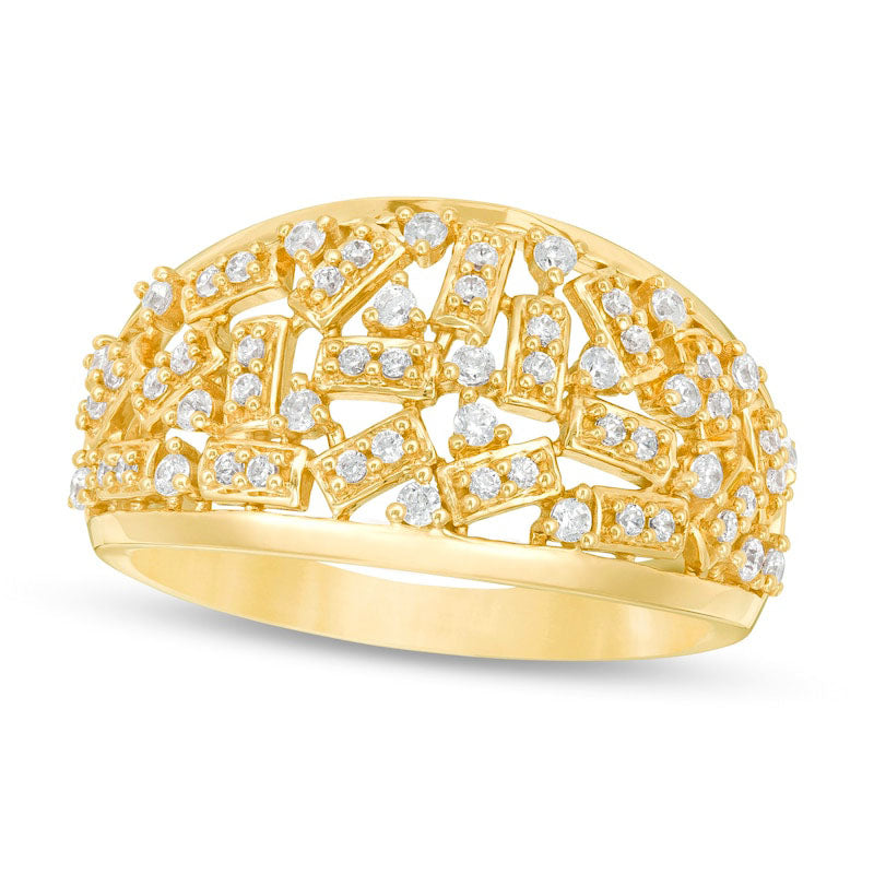 Image of ID 1 038 CT TW Natural Diamond Scatter Ring in Solid 10K Yellow Gold