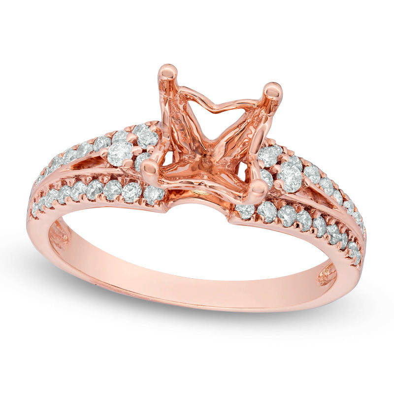 Image of ID 1 038 CT TW Natural Diamond Tri-Sides Semi-Mount in Solid 14K Rose Gold