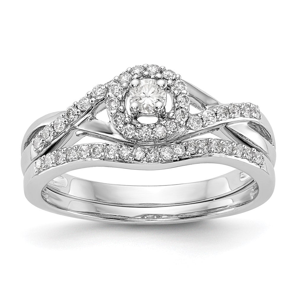 Image of ID 1 04 Ct Natural Diamond Halo Infinity Bridal Engagement Ring Set in 14K White Gold