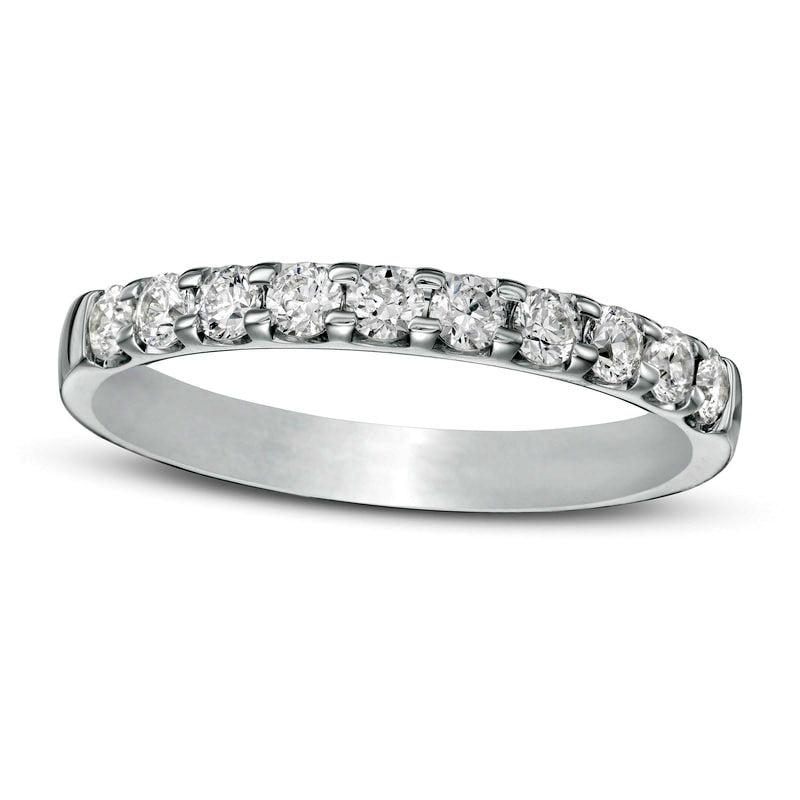 Image of ID 1 050 CT TW Certified Natural Diamond Band in Solid 18K White Gold (I/VS2)