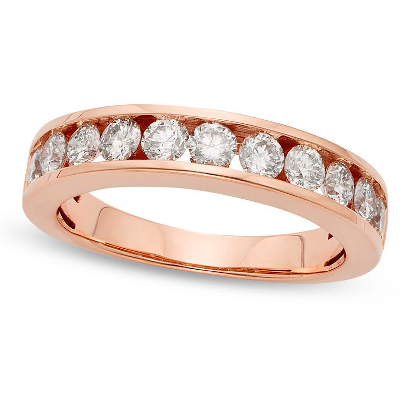 Image of ID 1 050 CT TW Certified Natural Diamond Eleven Stone Anniversary Band in Solid 14K Rose Gold (I/I1)
