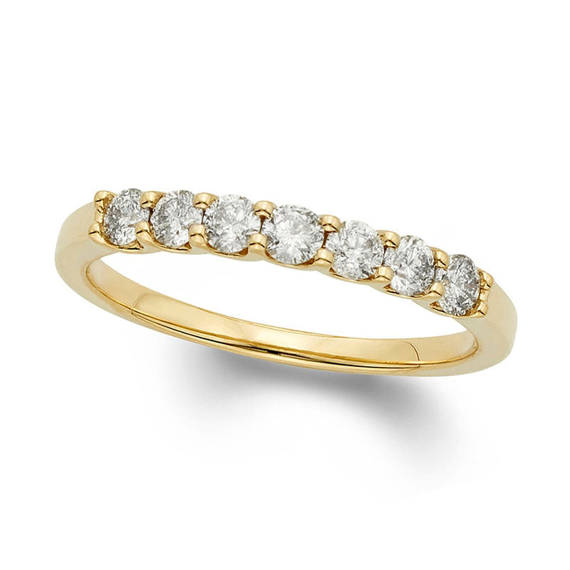 Image of ID 1 050 CT TW Certified Natural Diamond Seven Stone Wedding Band in Solid 14K Gold (I/I1)