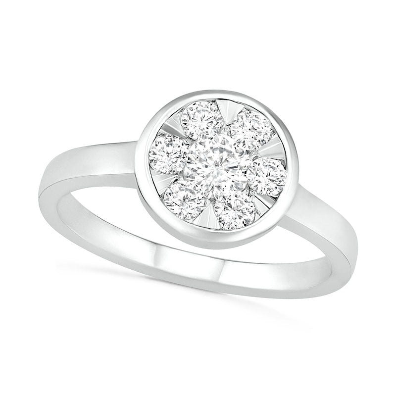 Image of ID 1 050 CT TW Composite Natural Diamond Circle Ring in Solid 10K White Gold
