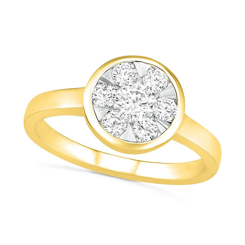 Image of ID 1 050 CT TW Composite Natural Diamond Circle Ring in Solid 10K Yellow Gold