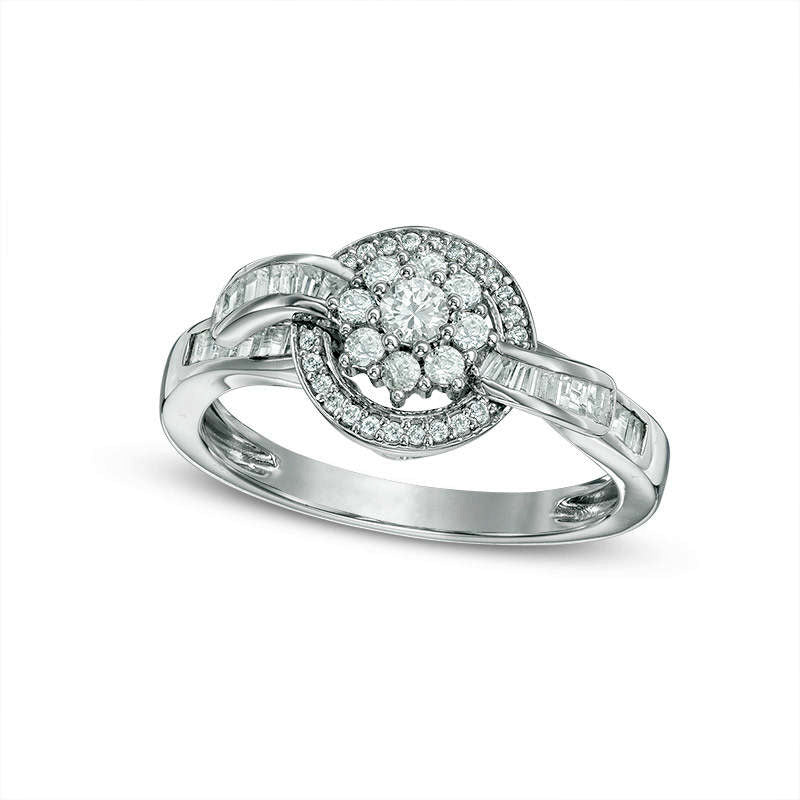 Image of ID 1 050 CT TW Composite Natural Diamond Frame Ring in Solid 14K White Gold