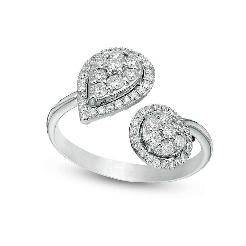 Image of ID 1 050 CT TW Composite Natural Diamond Multi-Shape Frame Adjustable Ring in Solid 14K White Gold