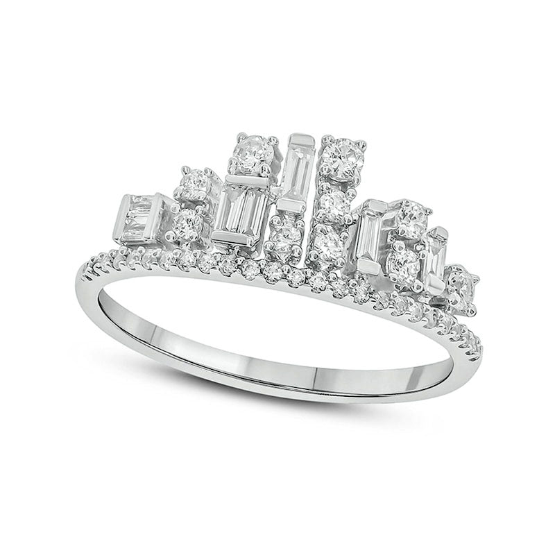 Image of ID 1 050 CT TW Composite Natural Diamond Scatter Ring in Solid 10K White Gold
