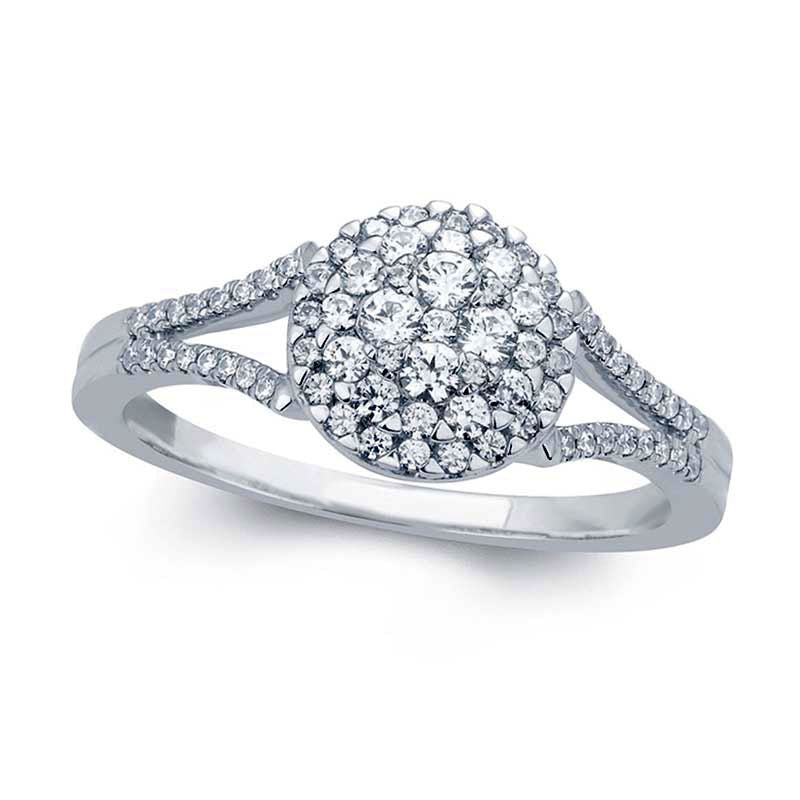 Image of ID 1 050 CT TW Composite Natural Diamond Split Shank Ring in Solid 14K White Gold