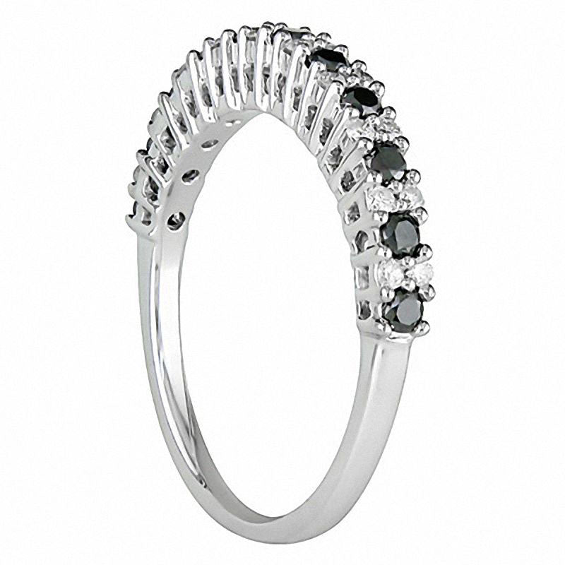 Image of ID 1 050 CT TW Enhanced Black and White Natural Diamond Band in Solid 10K White Gold