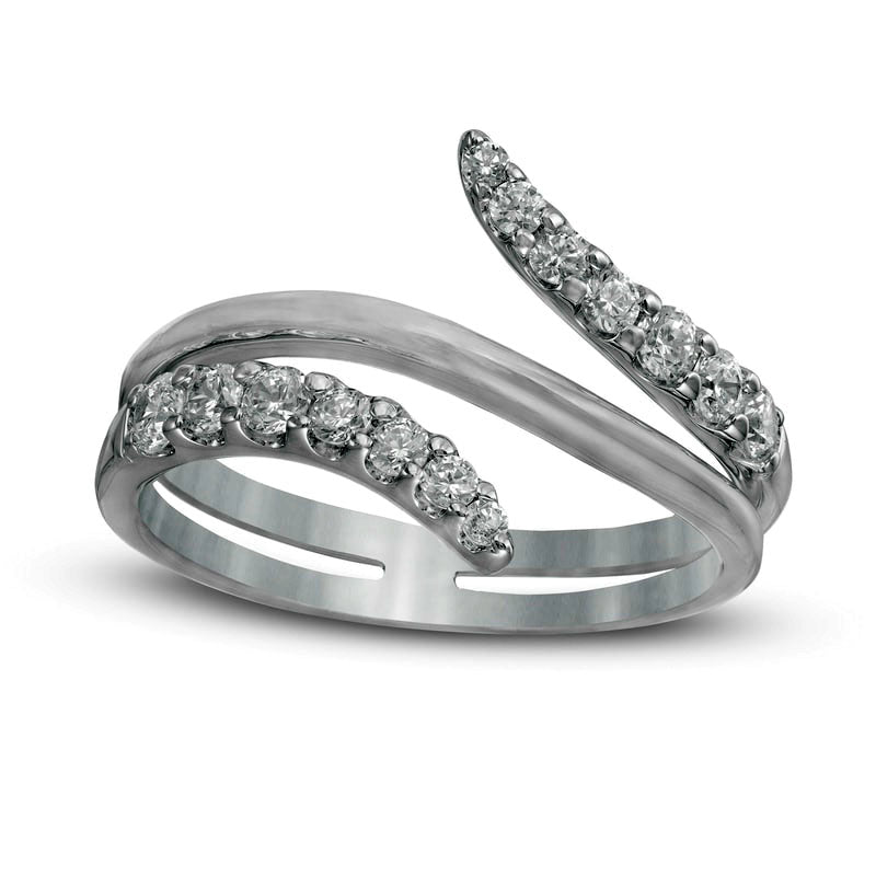 Image of ID 1 050 CT TW Journey Natural Diamond Bypass Ring in Solid 10K White Gold
