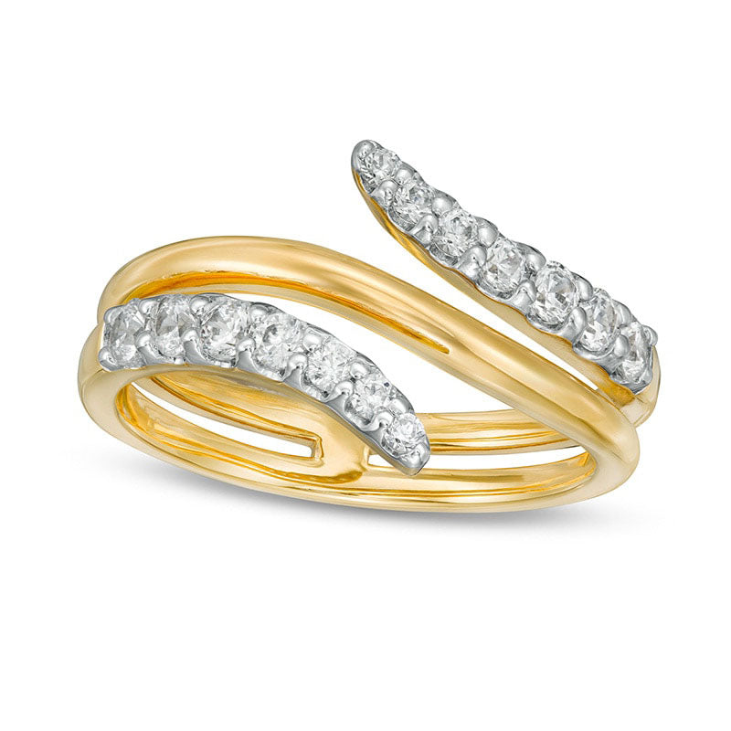 Image of ID 1 050 CT TW Journey Natural Diamond Bypass Ring in Solid 10K Yellow Gold - Size 7