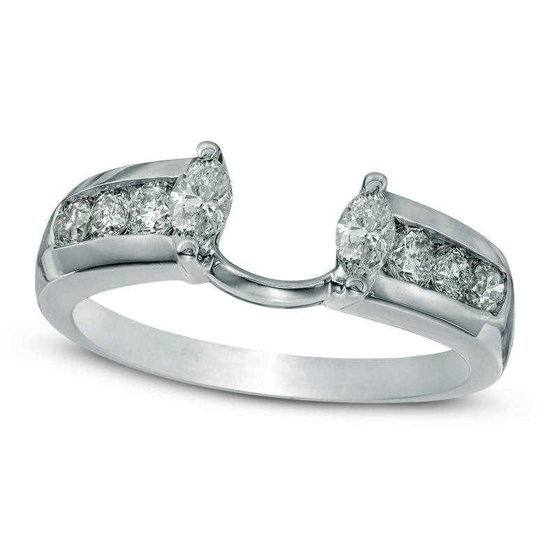 Image of ID 1 050 CT TW Marquise Natural Clarity Enhanced Diamond Solitaire Enhancer in Solid 14K White Gold