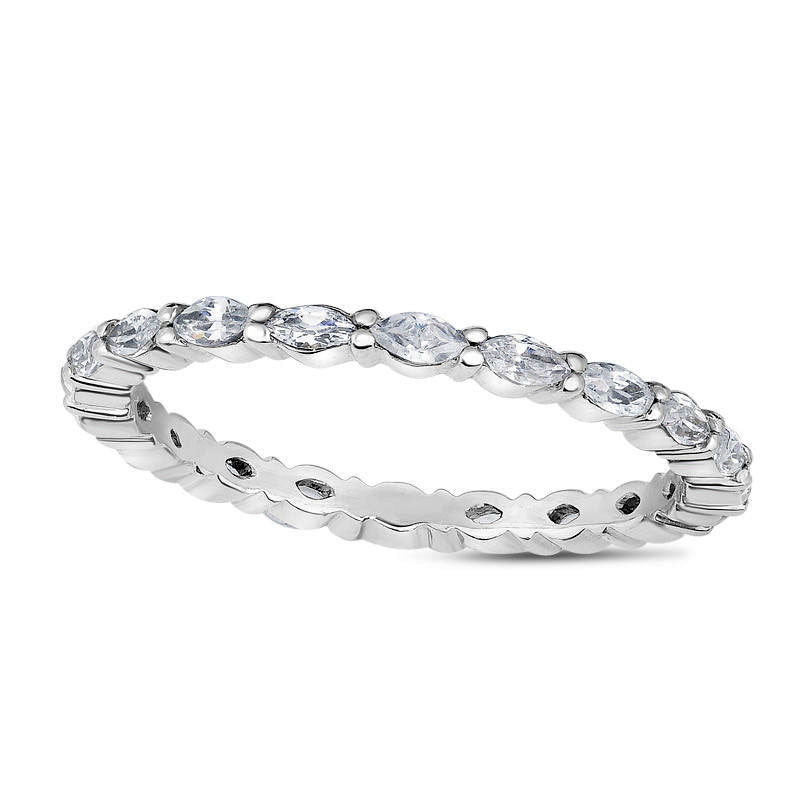 Image of ID 1 050 CT TW Marquise Natural Diamond Eternity Anniversary Band in Solid 14K White Gold